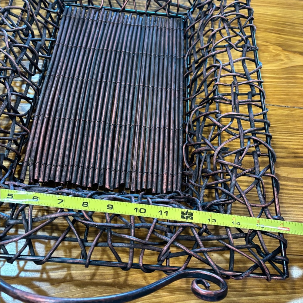 Rustic Brown Woven Metal Basket - Picture 2 of 5